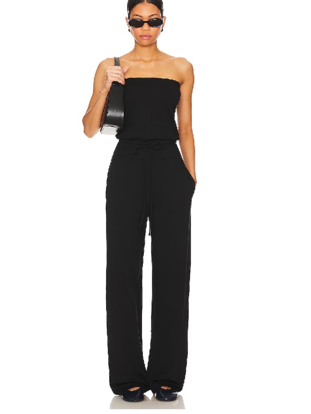 Lovers and Friends Valentina Jumpsuit Black Strapless Wide-Leg NWT Revolve XL